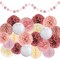 EpiqueOne Special Occasion Decoration Set - 22 Pcs Dusty Rose, Mauve, Blush Pink, Cream Decoration Kit - Pom Poms, Lanterns, Honeycomb & Garland - Decor for Birthday, Wedding, Baby Shower Party